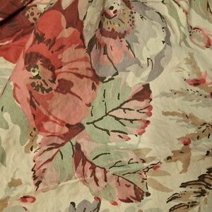 Ralph Lauren Floral Cotton Panel in Pink and Green Queen Bedskirt